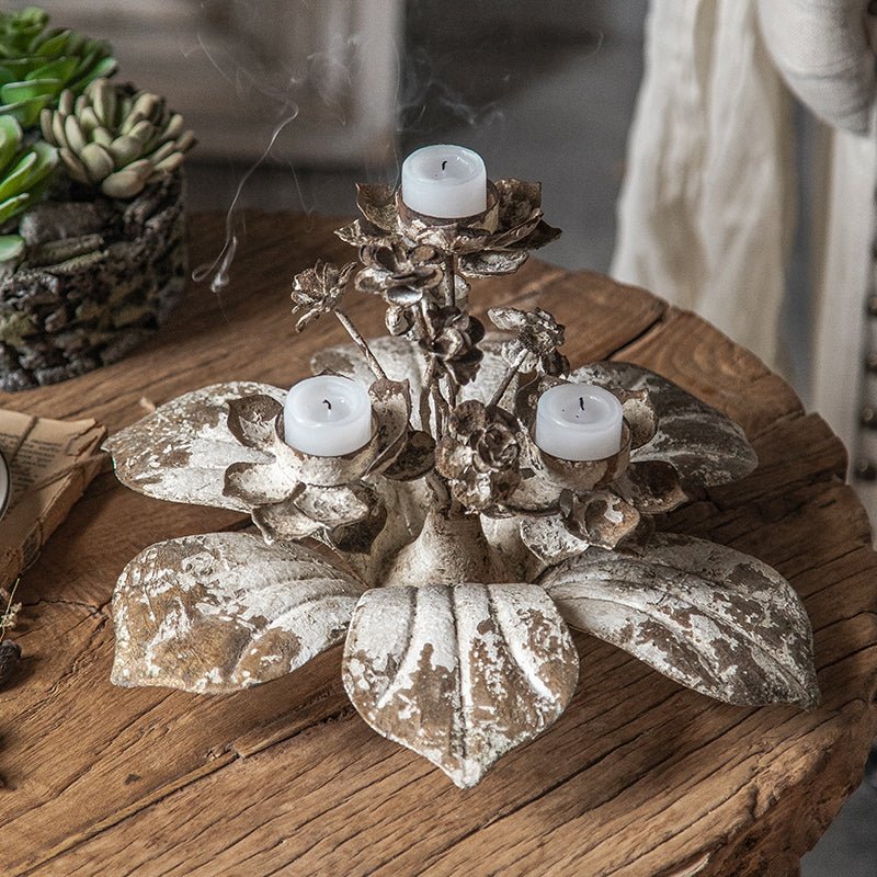 French Retro Nostalgic Romantic Wrought Iron Candle Stand Garden Plus