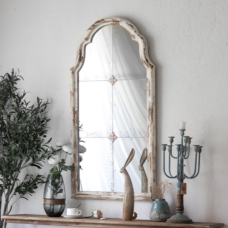 French Style Retro Full-Length Wall Hanging Mirror Garden Plus