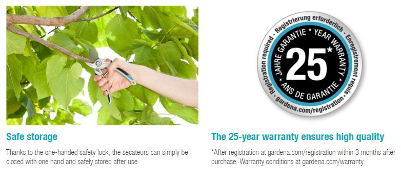 Gardena Alu Garden Secateurs B/L Garden Plus