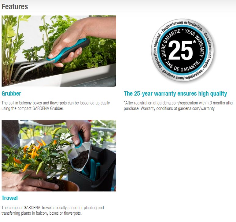 GARDENA Balcony Plant Set — Trowel & Grubber 8974-20