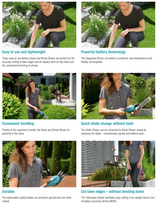 Gardena Battery Grass and Shrub Shears ClassicCut Li ready-to-use Set Garden Plus