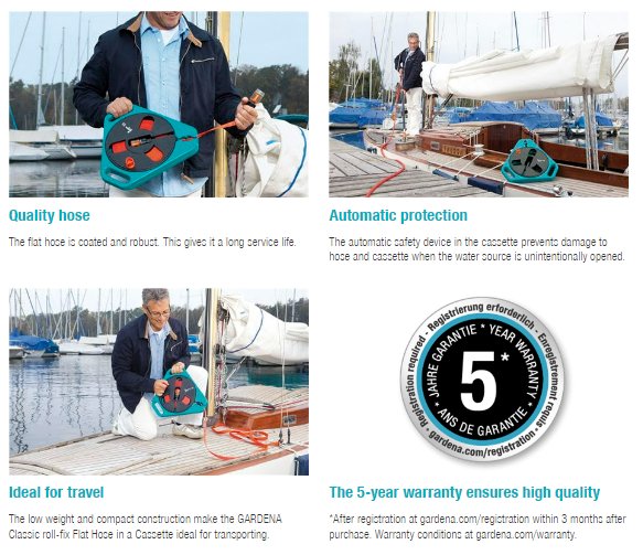 Gardena Classic Roll-fix Flat Hose 20 m in a Cassette Garden Plus