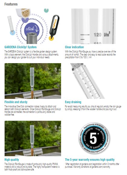 Gardena ClickUp! RainGauge Garden Plus