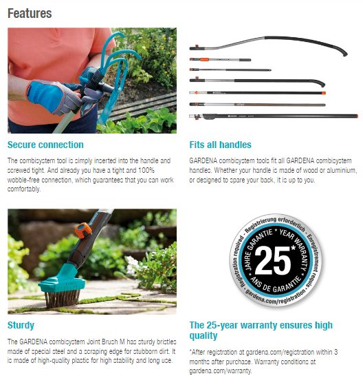 Gardena Combisystem Joint Brush M Garden Plus