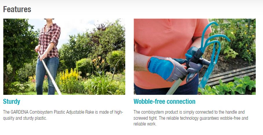 Gardena Combisystem Plastic Adjustable Rake 3099 Garden Plus